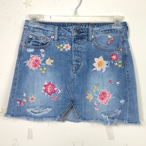 AMERICAN eagle button fly denim bo hi mini skirt - Picture 2 of 10
